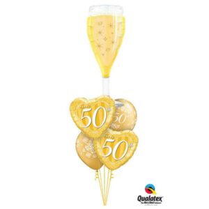 50th Anniversary Champagne Gold Balloon Bouquet