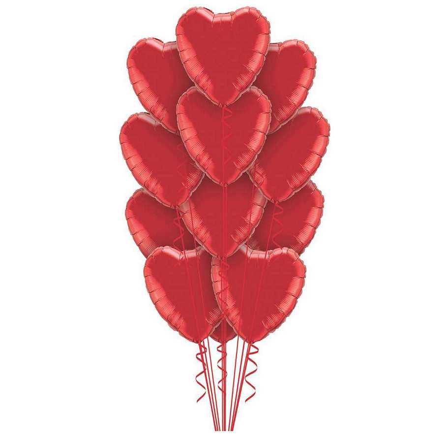 A Dozen Red Hearts Balloon Bouquet