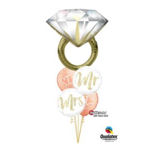 Mr & Mrs Diamond Ring Balloon Bouquet