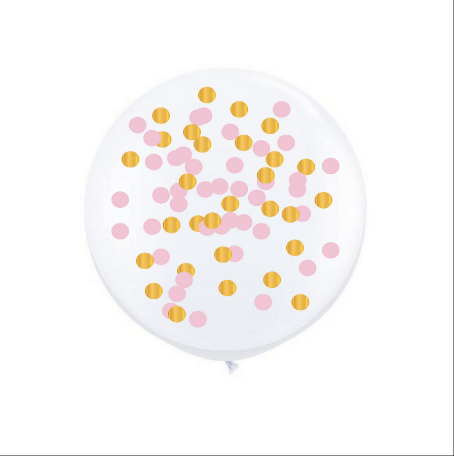 60cm Round Clear Confetti Latex Balloon