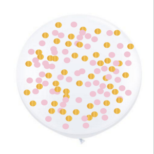 90cm Round Clear Confetti Latex Balloon