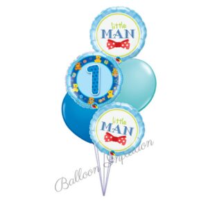 1st Birthday Boy Little Man Balloon Bouquet