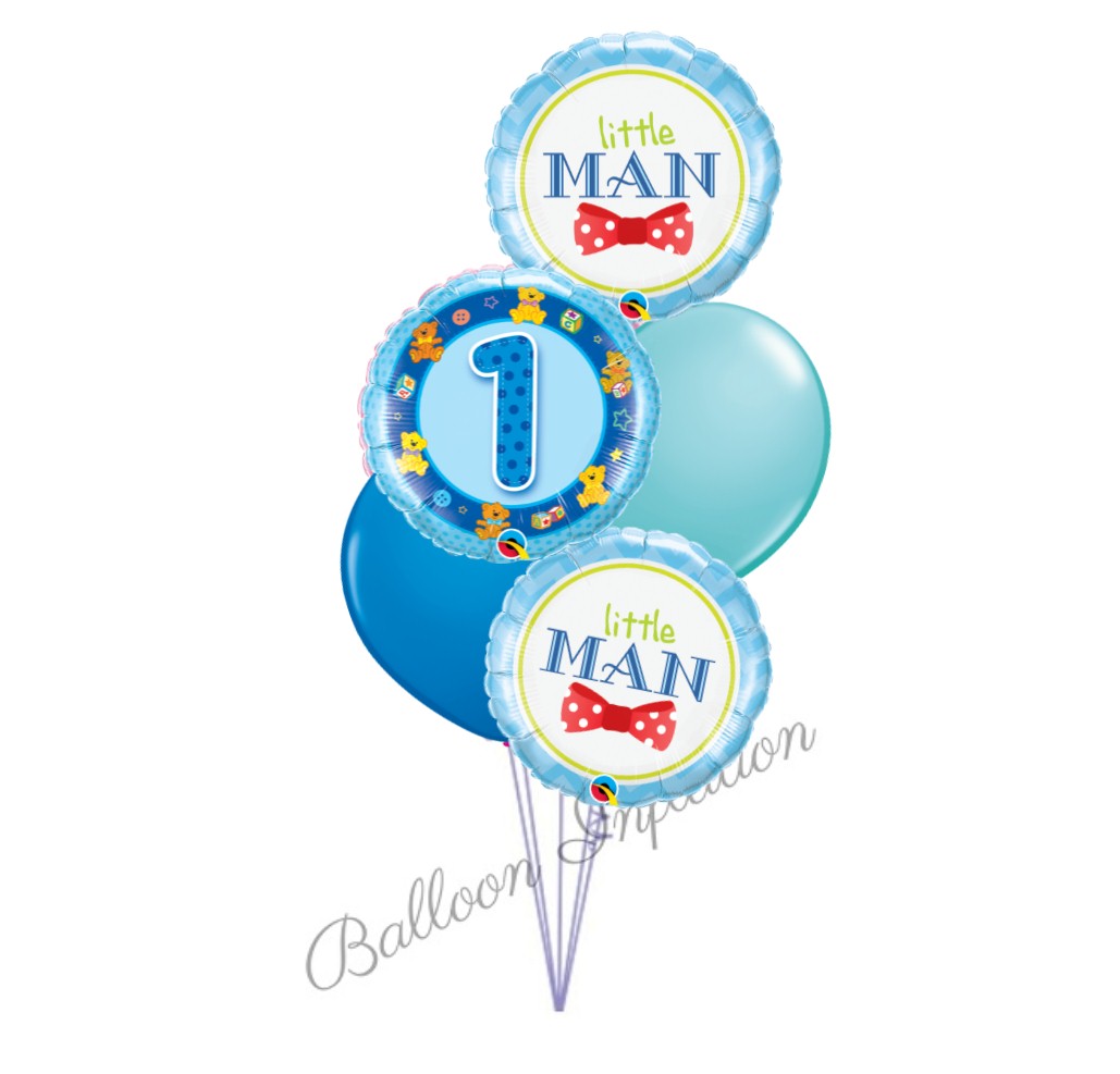 1st Birthday Boy Little Man Balloon Bouquet