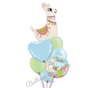 Little Llama Hello Baby Boy Balloon Bouquet