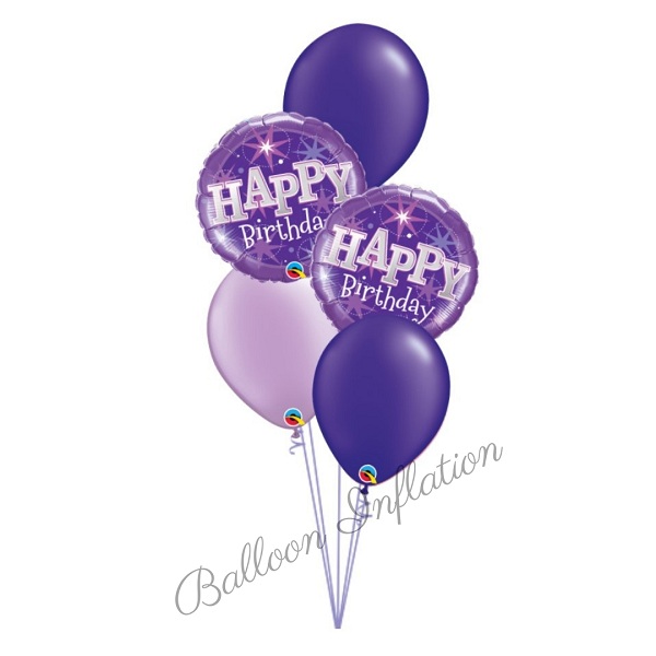 Purple Perfection Happy Birthday Balloon Bouquet