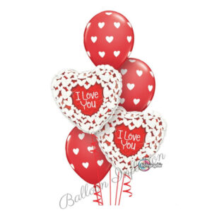 I Love You Holographic Hearts Balloon Bouquet