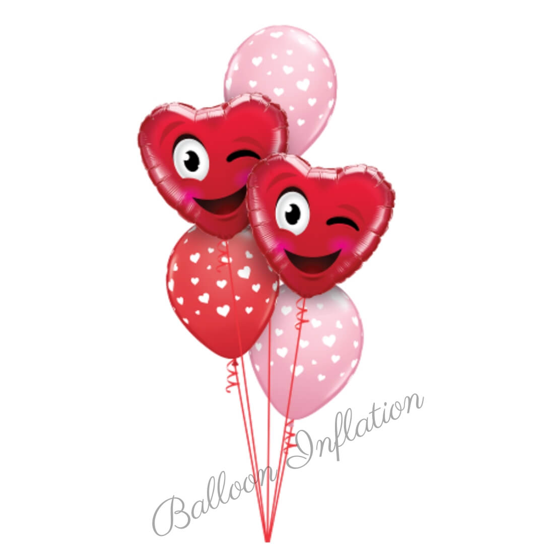 Winking Love Hearts Balloon Bouquet