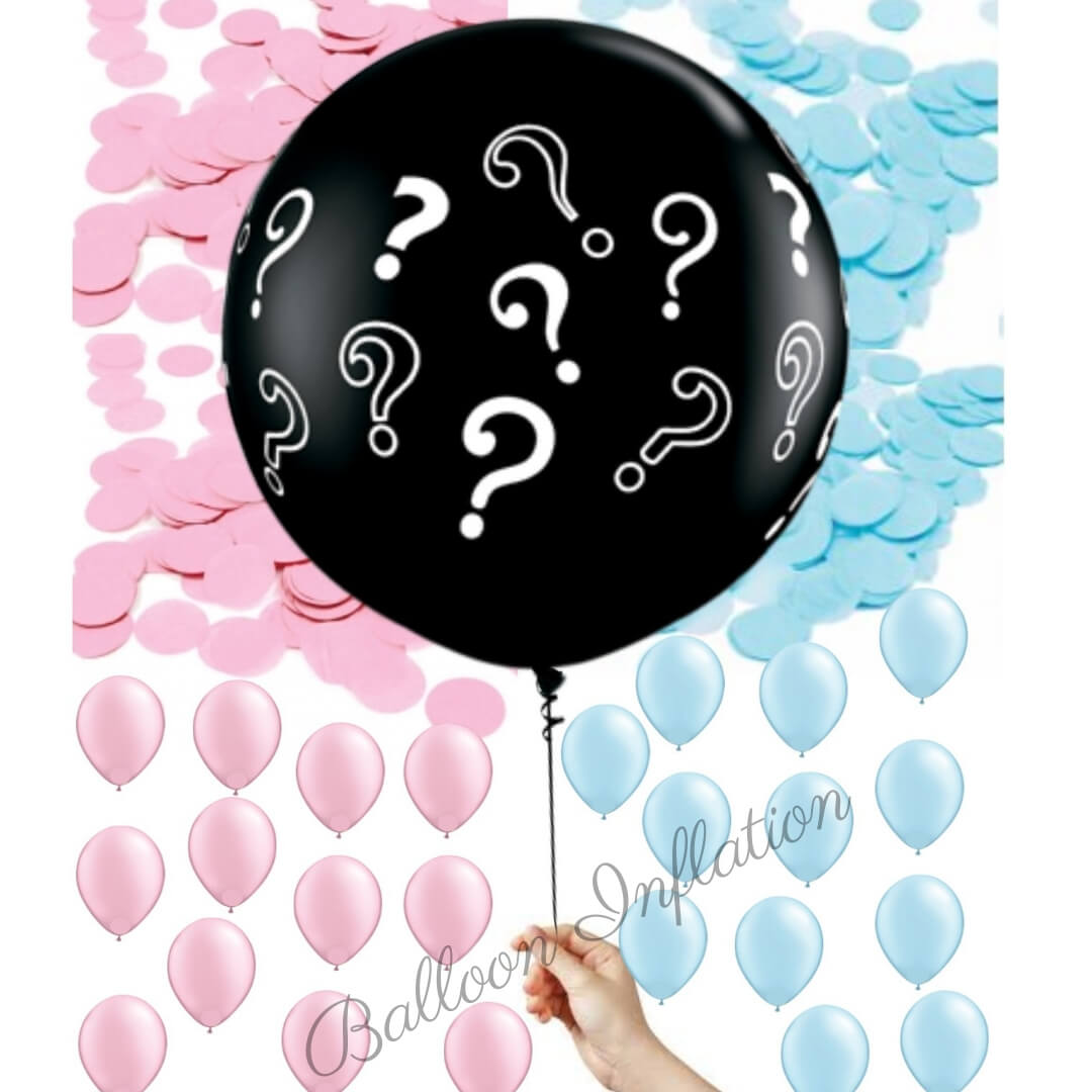 Gender Reveal 90cm Confetti & Mini Balloons Balloon (Question Mark Print)