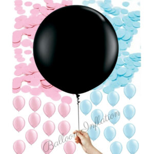 Gender Reveal 90cm Confetti & Mini Balloons Balloon (Plain Black)
