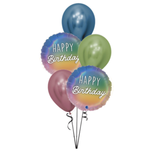 Happy Chrome Birthday Balloon Bouquet