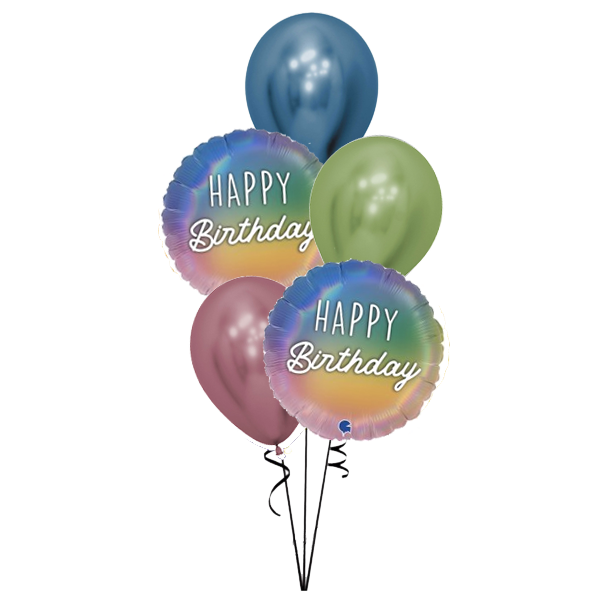 Happy Chrome Birthday Balloon Bouquet